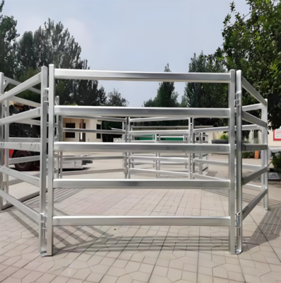 5 Raylı Galvanizli Oval Boru Metal Sığır Koyun Çit Paneli