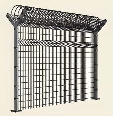 2.0m High Double Wire Welded Mesh Fence Panel PVC Coated Galvanized for High Security Perimeter